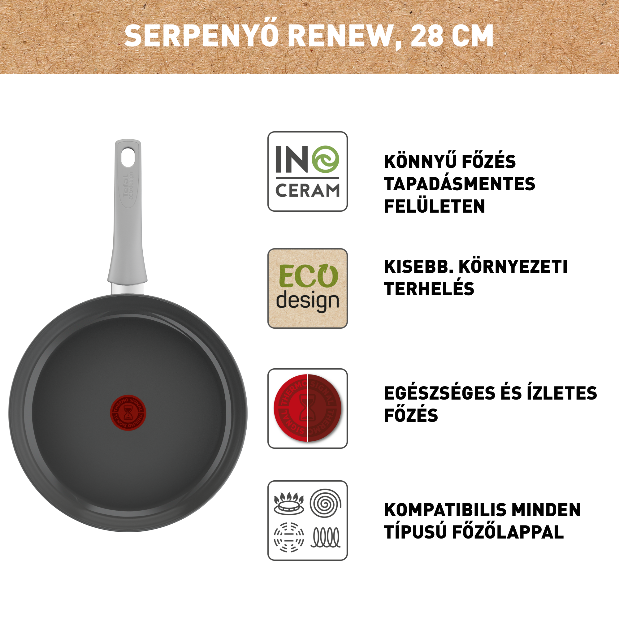 Serpenyő Tefal Renew On 28 cm C4270632 kerámia