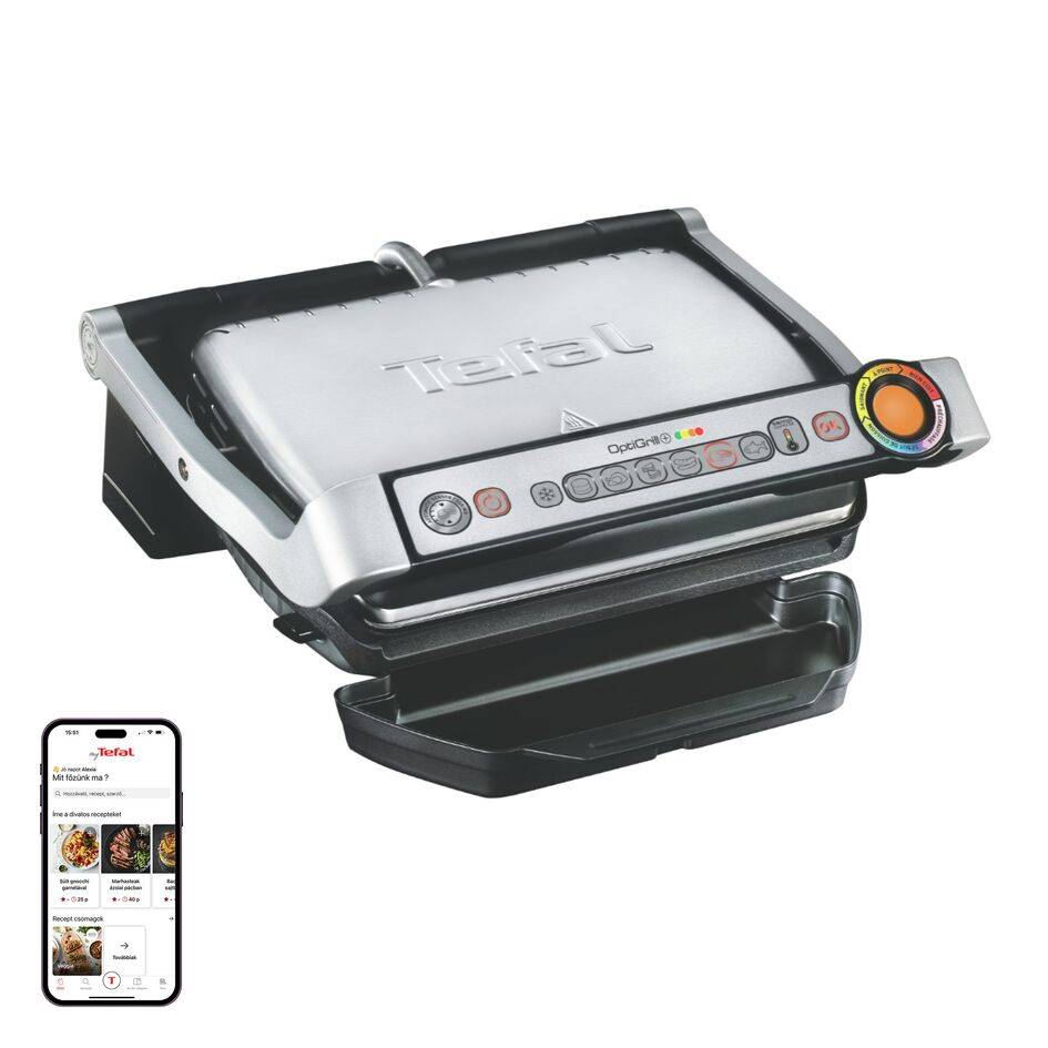 Elektromos grill Tefal OptiGrill+ Inox GC712D34 Ezüst/Fekete