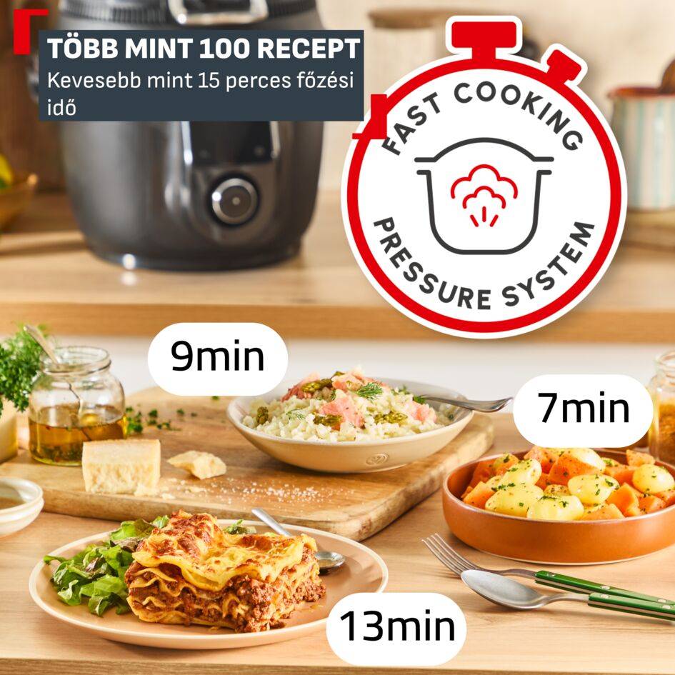 CY982HF2 Cook4Me Infinity multifunkciós kuktafazék és forrólevegős fritőz Tefal, sötétszürke