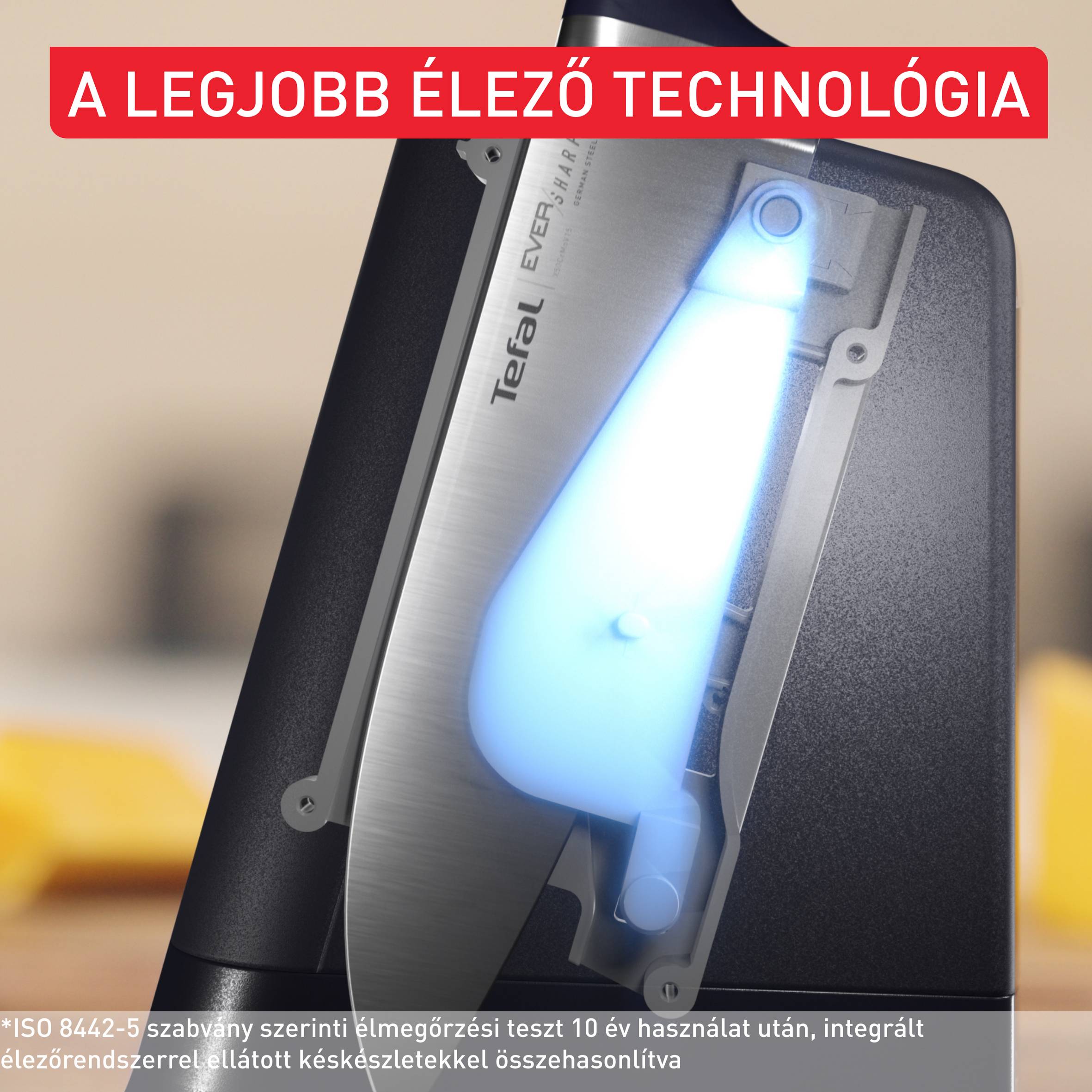 Tefal EverSharp 5 darabos önélező séfkéskészlet és késtömb beépített élezővel K297S644