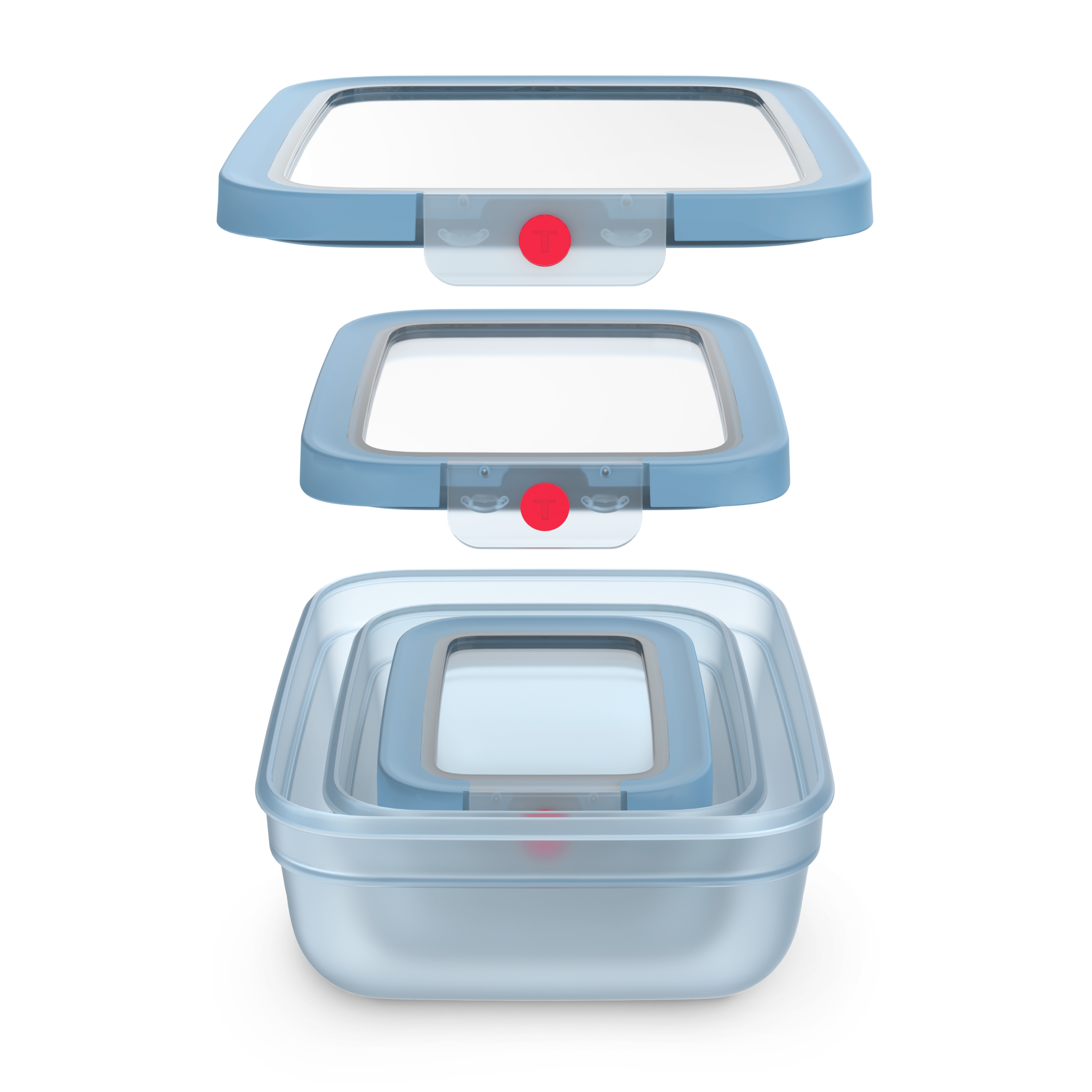 N1230210 oneClick élelmiszer-tároló dobozok Tefal 3 darabos szett kék