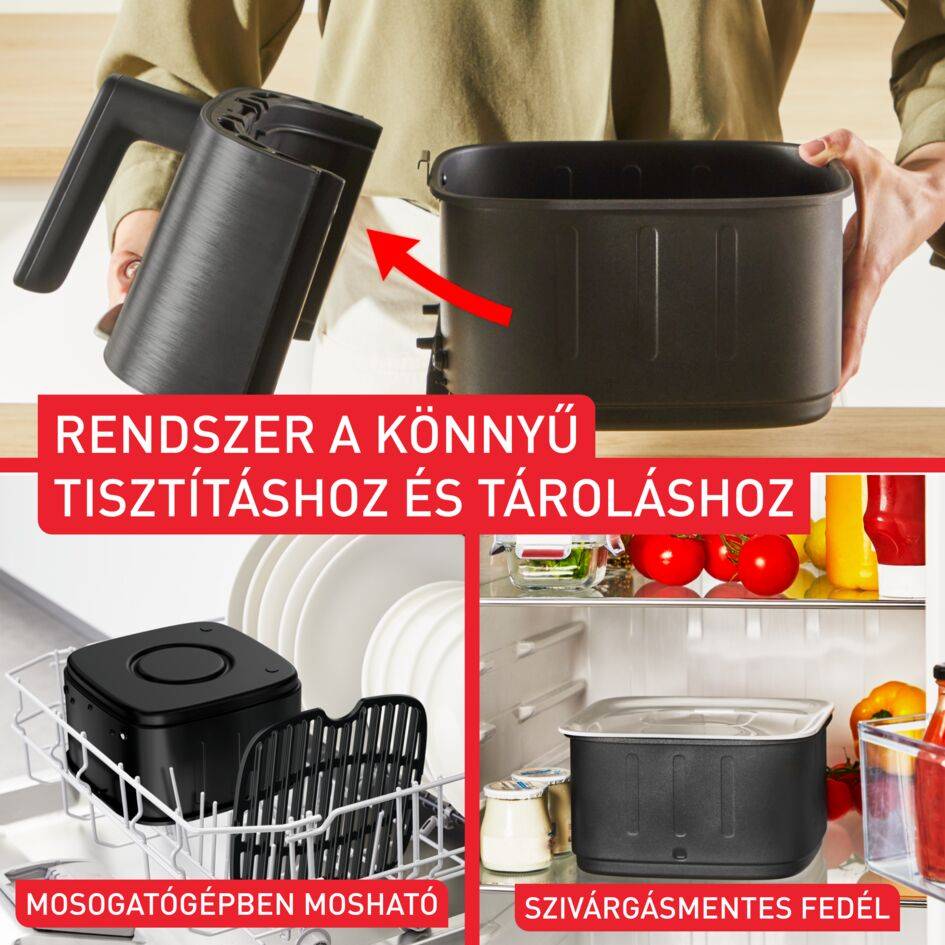 EY5728E1, Tefal Easy Fry Silence Smart csendes forrólevegős fritőz, 5 literes, fekete