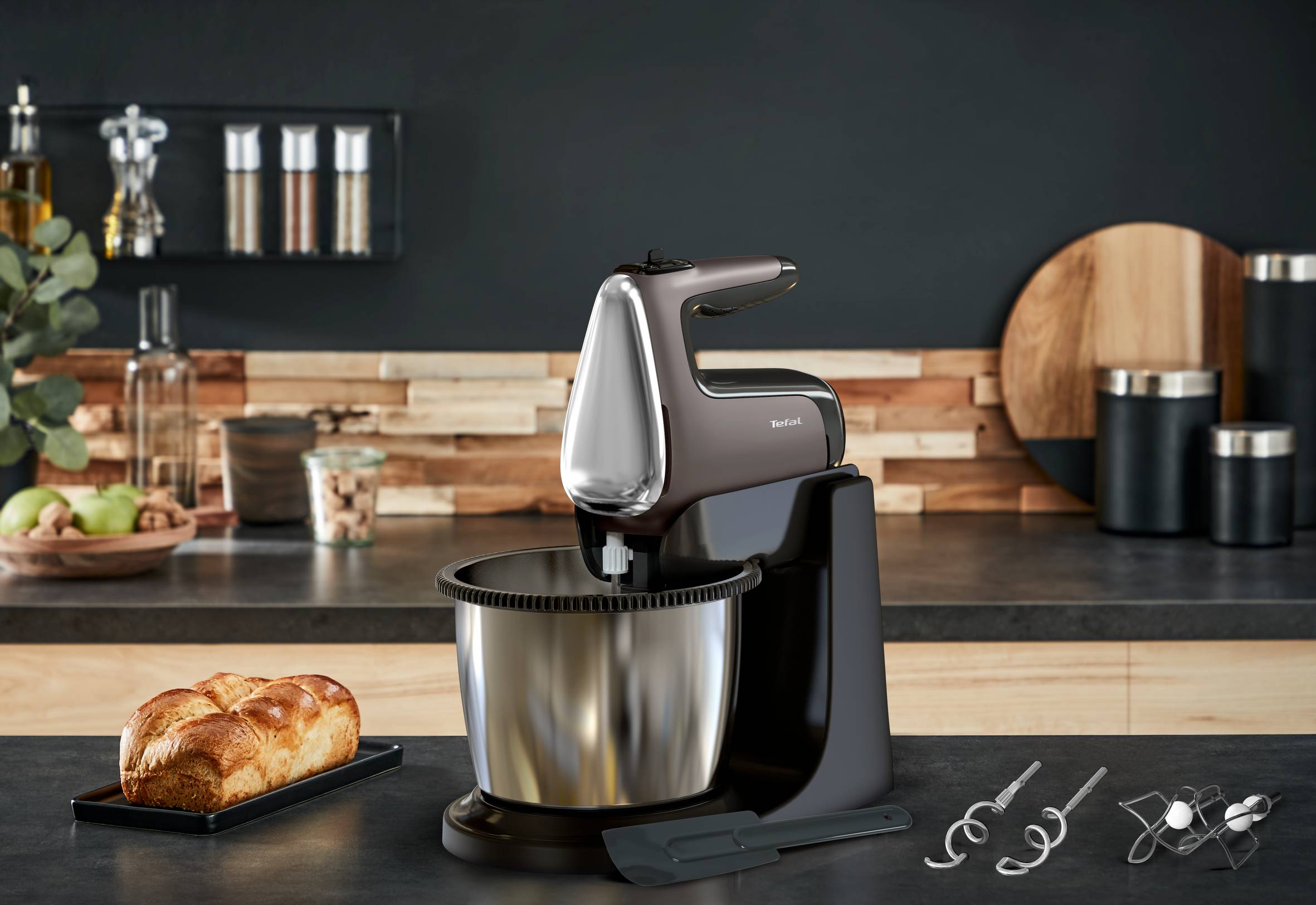 Kézi mixer tállal Tefal Powermix Silent HT654E38 Ezüst/Fekete