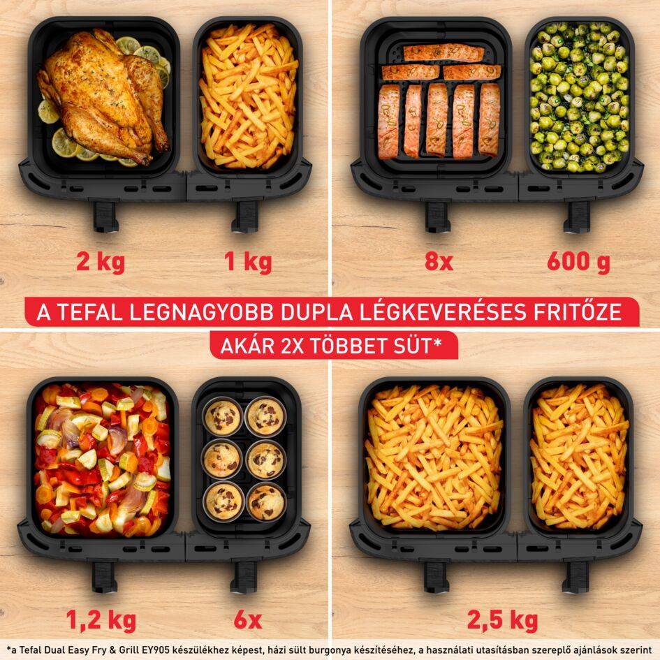 EY942HE0 Easy Fry Dual XXL légkeveréses fritőz Tefal 11 l