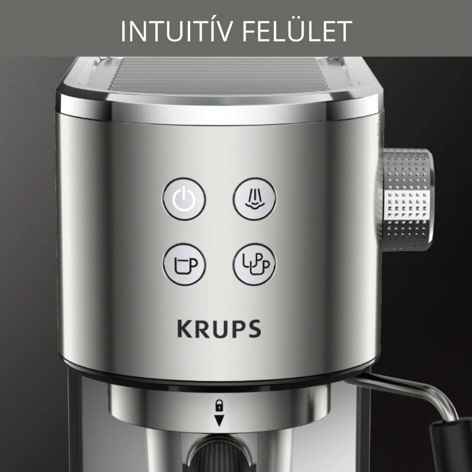 Karos kávéfőzők KRUPS Espresso Steam & Pump Virtuoso XP442C11 Fekete/Rozsdamentes acél