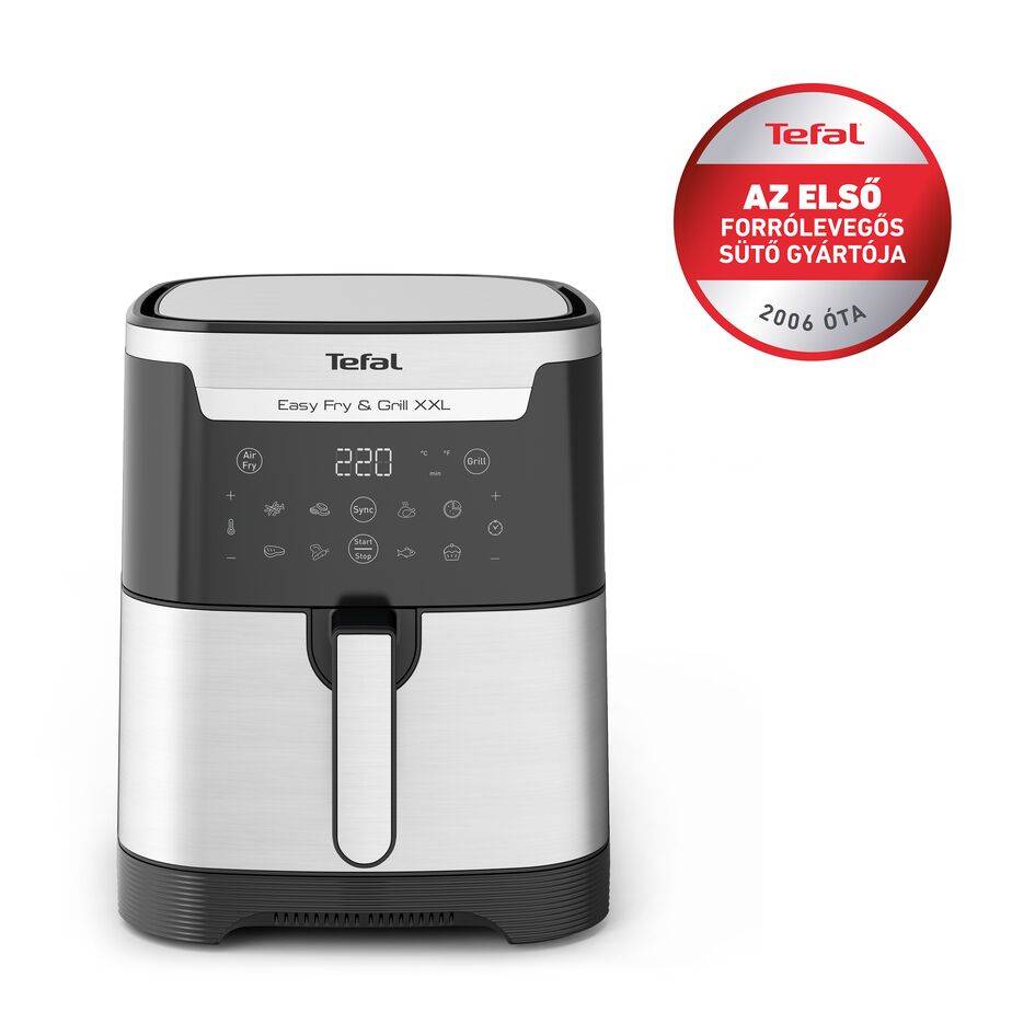Forrólevegős fritőz Tefal Easy Fry & Grill 2az1-ben XXL EY801D15 Rozsdamentes/Fekete