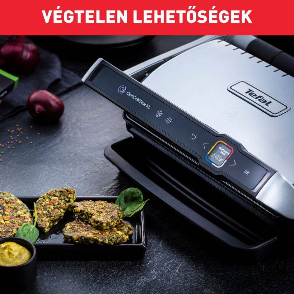 Elektromos grill Tefal OptiGrill Elite XL GC760D30 Ezüst/Fekete
