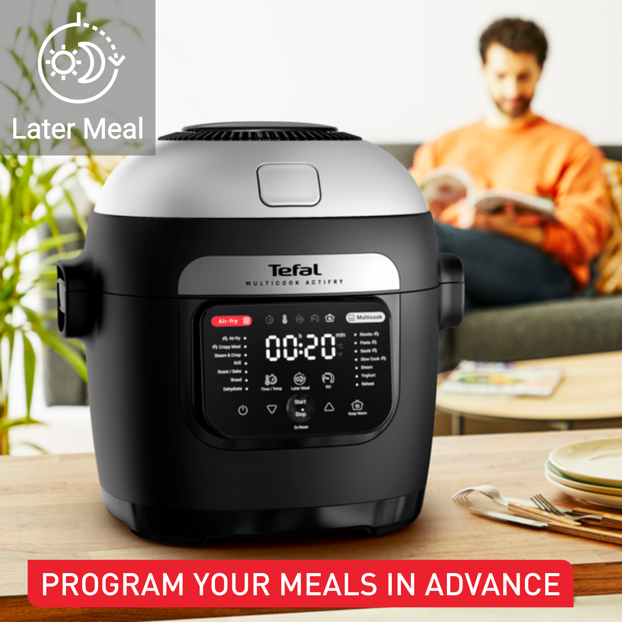MY741CF0 Multicook Actifry multifunkciós főzőedény és forrólevegős sütő Tefal