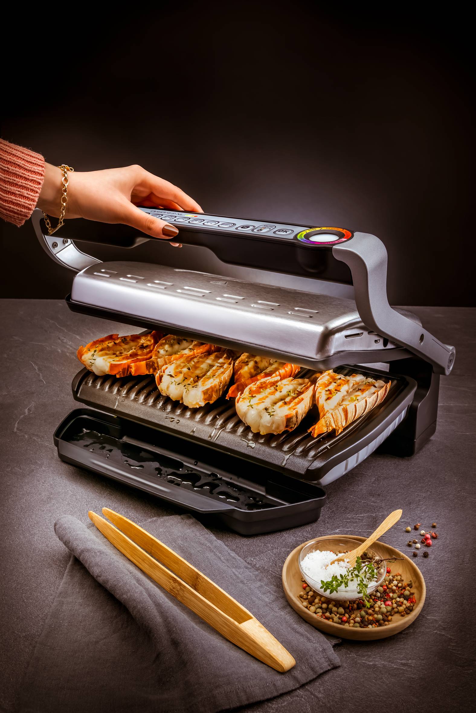 Elektromos grill Tefal OptiGrill+ XL GC722D34 Ezüst/Fekete