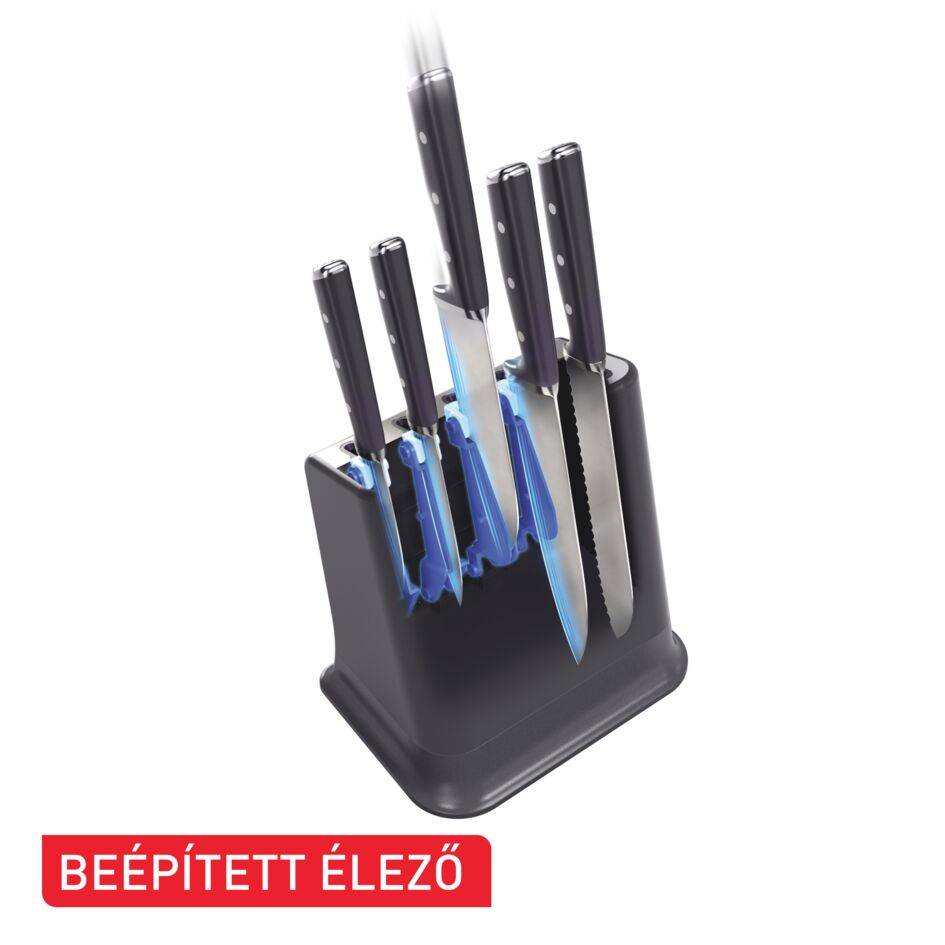 Tefal EverSharp 5 darabos önélező séfkéskészlet és késtömb beépített élezővel K297S644