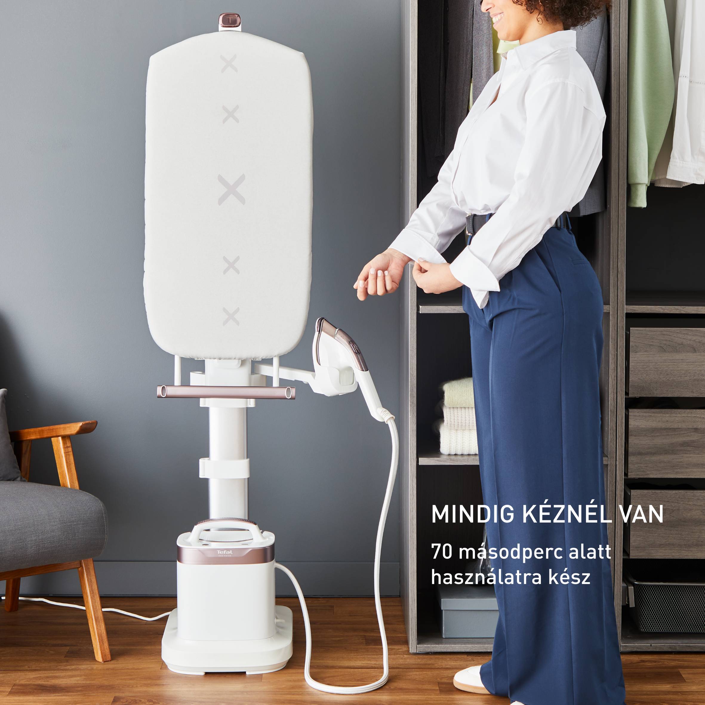 Sokoldalú gőzölés és vasalás egyben Tefal IXEO Vision QT1811E0 Fehér