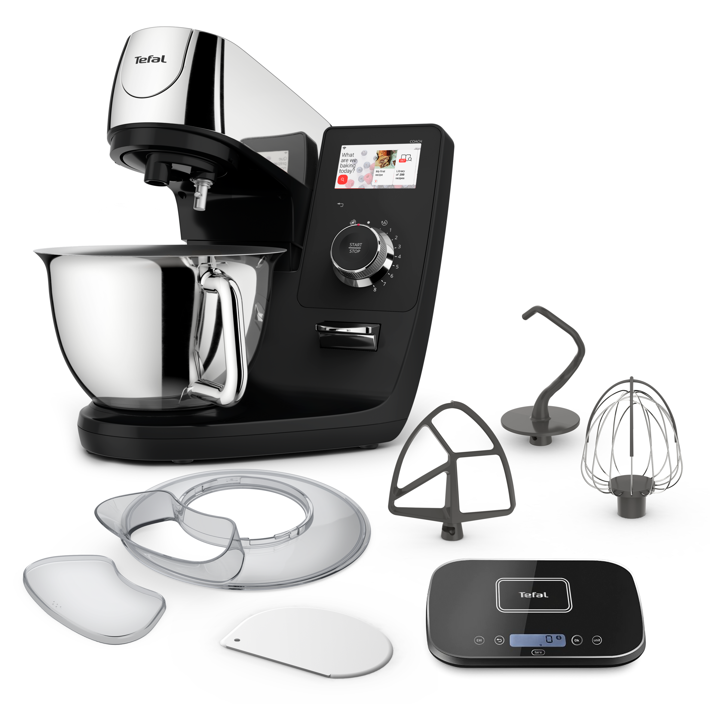 Konyhai robotgép Tefal i-Coach Touch, mérleggel QB951838 fekete/ezüst