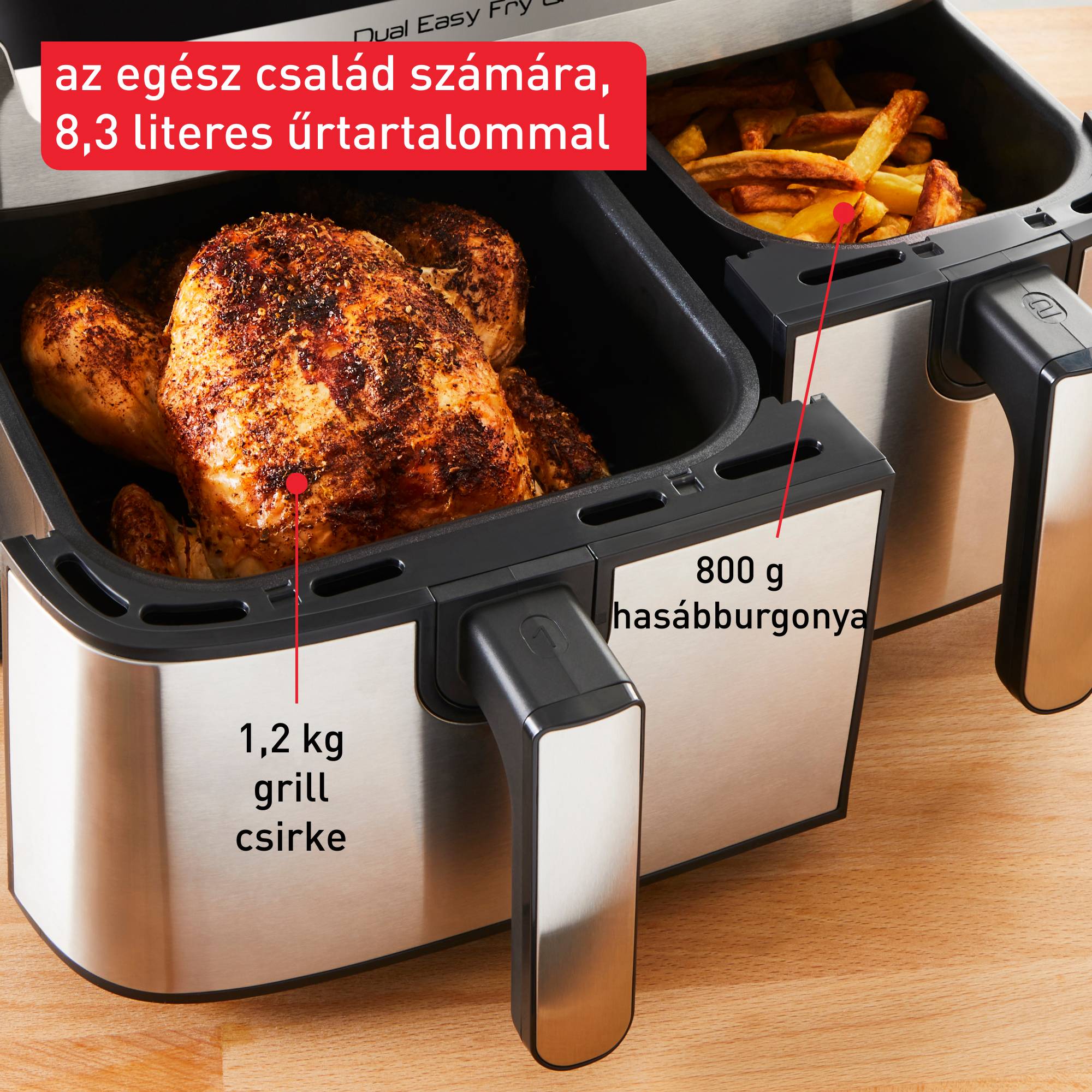 Forrólevegős fritőz Tefal Dual Easy Fry & Grill EY905D10 Rozsdamentes/Fekete