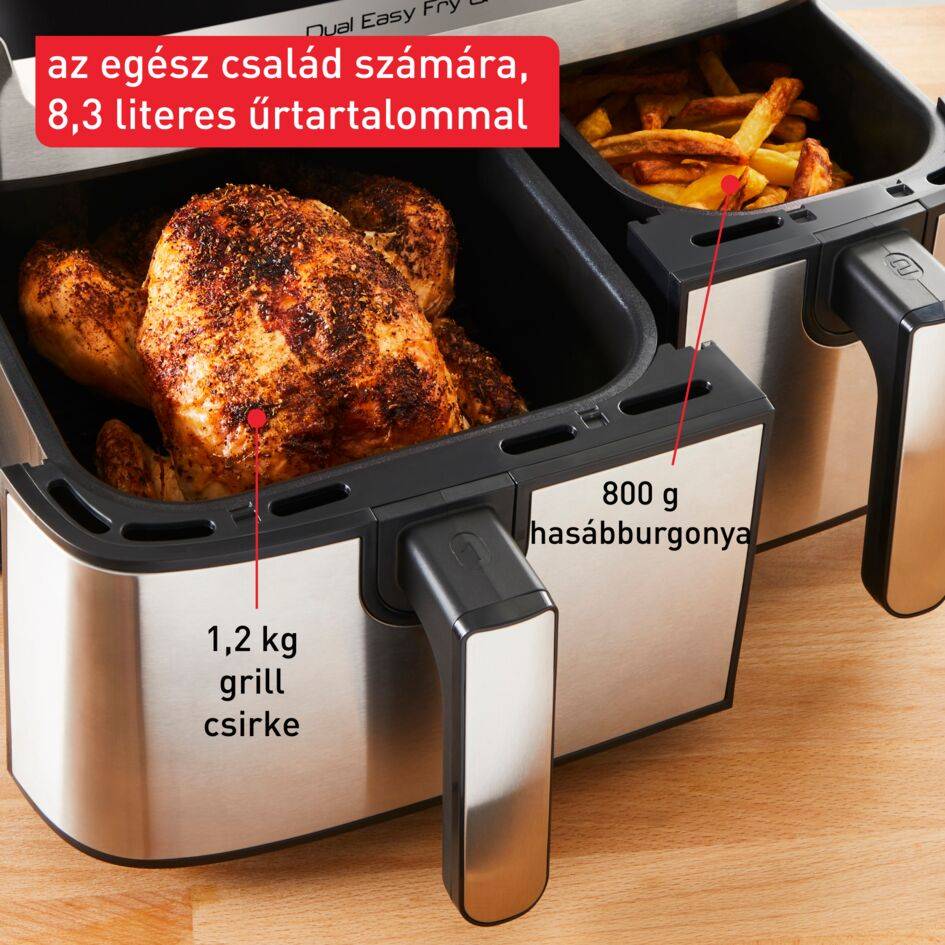 Forrólevegős fritőz Tefal Dual Easy Fry & Grill EY905D10 Rozsdamentes/Fekete