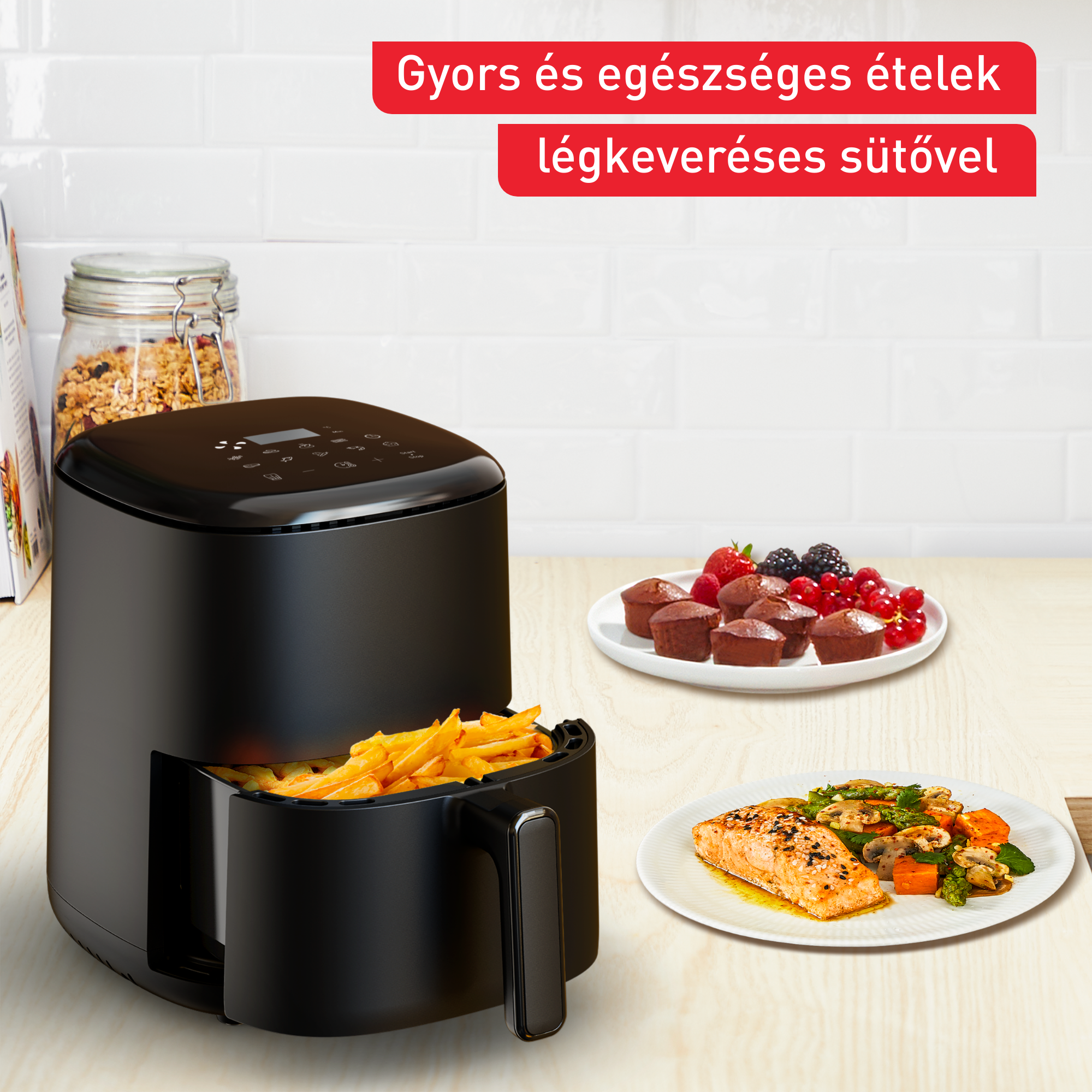 EY145810 Easy Fry Compact 3l légkeveréses fritőz Tefal fekete