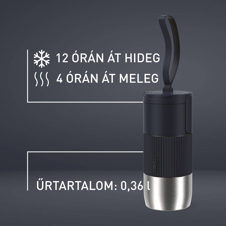 N2190110 Termosz, beYou FLIP, Tefal, fekete, 0,36 l