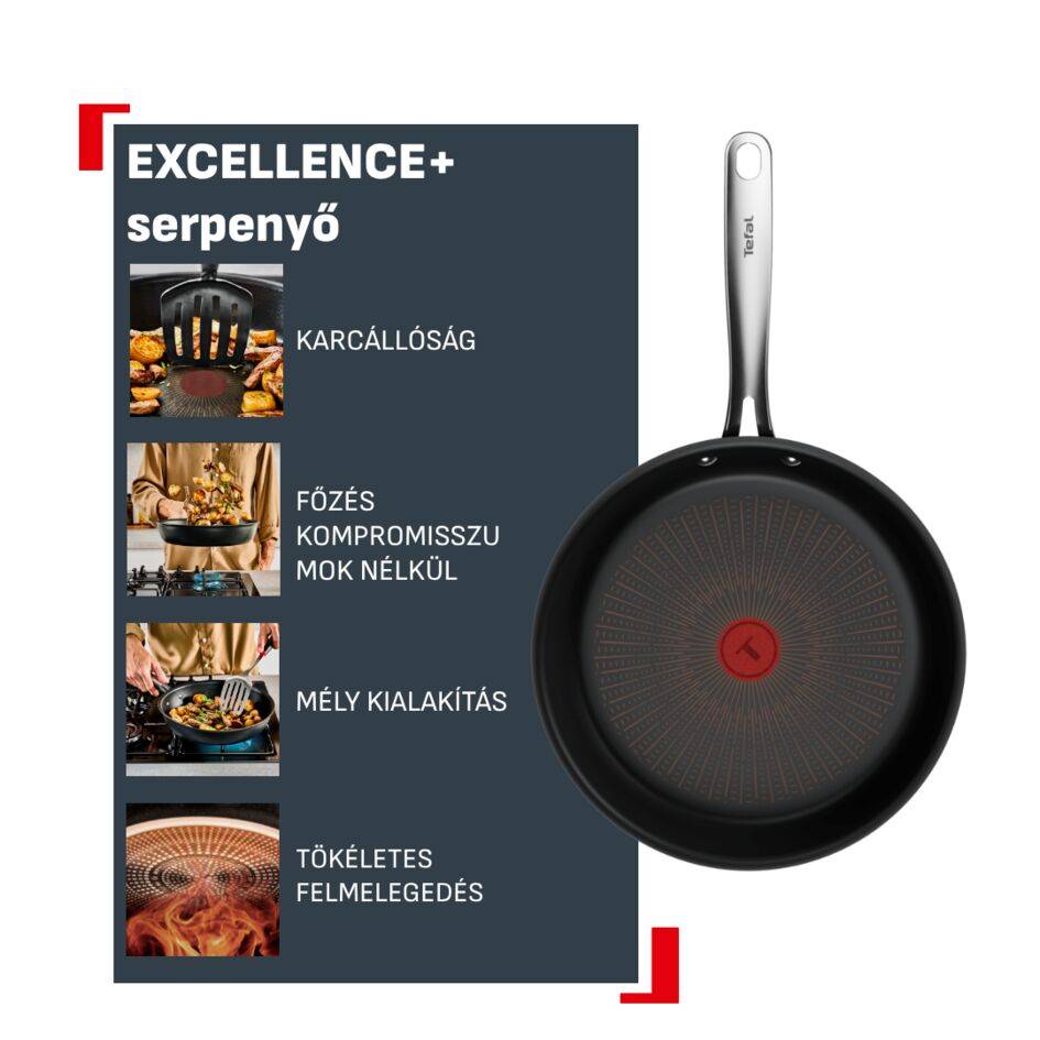 G3300402 Excellence+ tapadásmentes serpenyő, Tefal, 24 cm