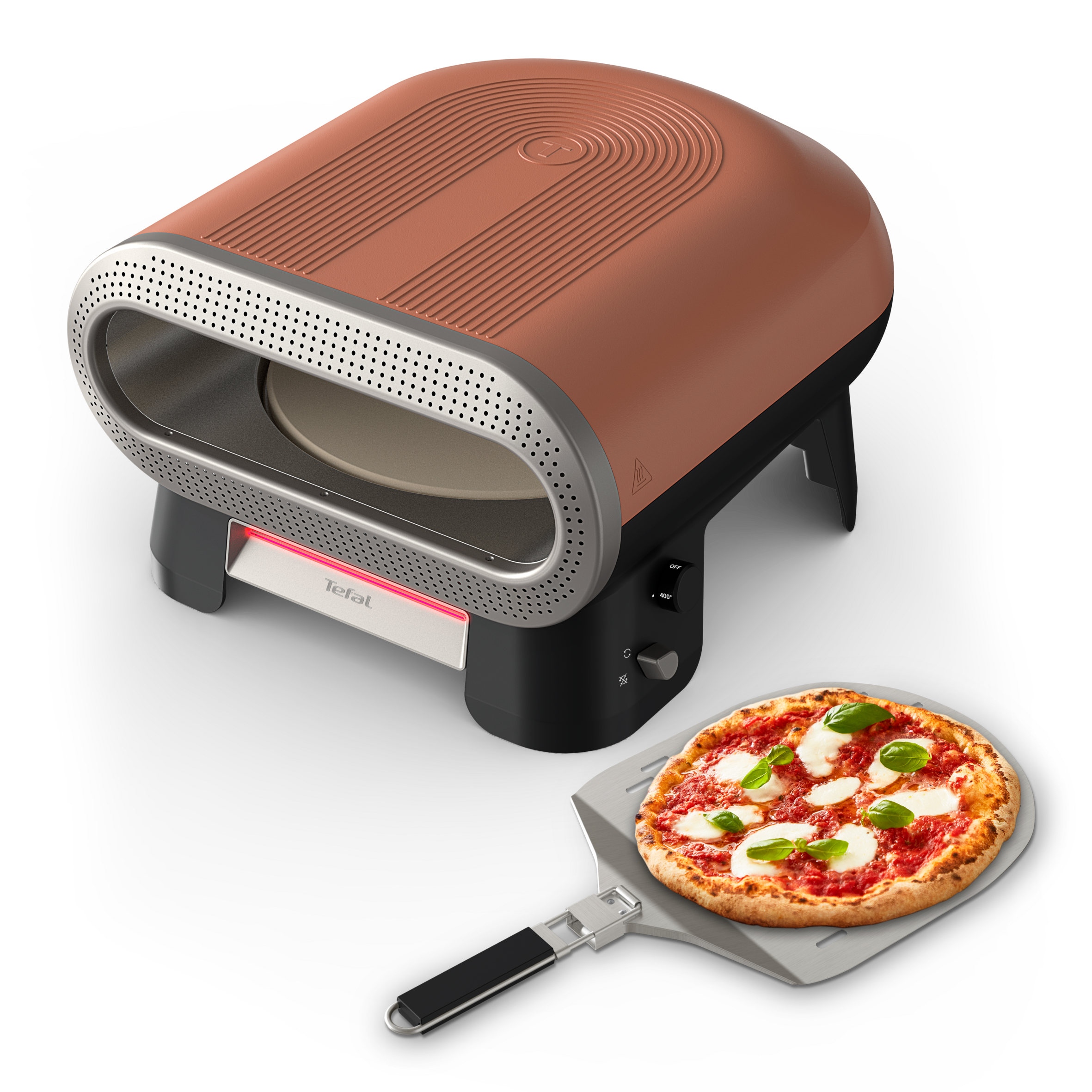 JM600TE0 Pizza Pronto elektromos kültéri pizzasütő, Tefal, vörösesbarna