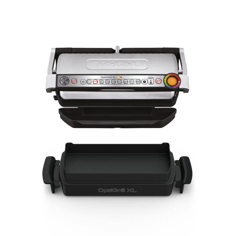 Tefal OptiGrill+ XL elektromos asztali grill nassolás és sütés tepsivel GC724D12 Ezüst/Fekete
