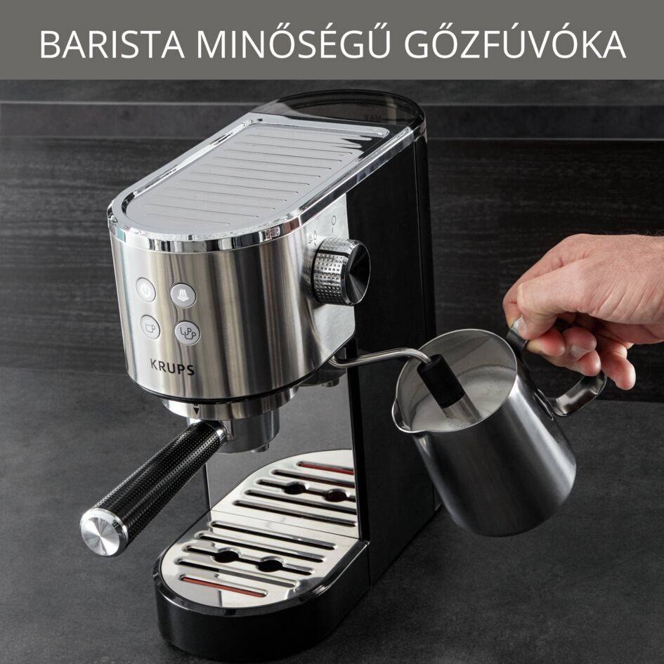 Karos kávéfőzők KRUPS Espresso Steam & Pump Virtuoso XP442C11 Fekete/Rozsdamentes acél