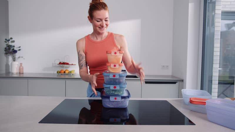 N1210810 Téglalap alakú ételtároló doboz, oneClick, Tefal, narancssárga, 1,2 l