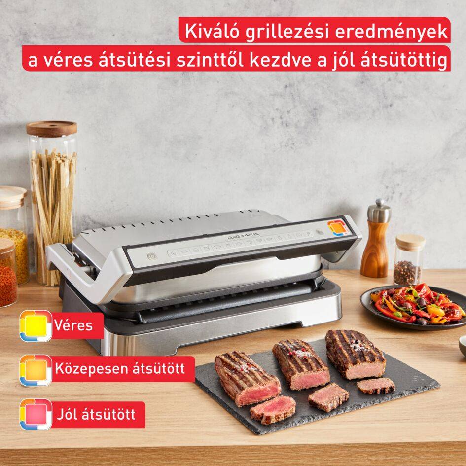 XL méretű okos elektromos grillsütő Tefal OptiGrill 4 az 1-ben GC784D30