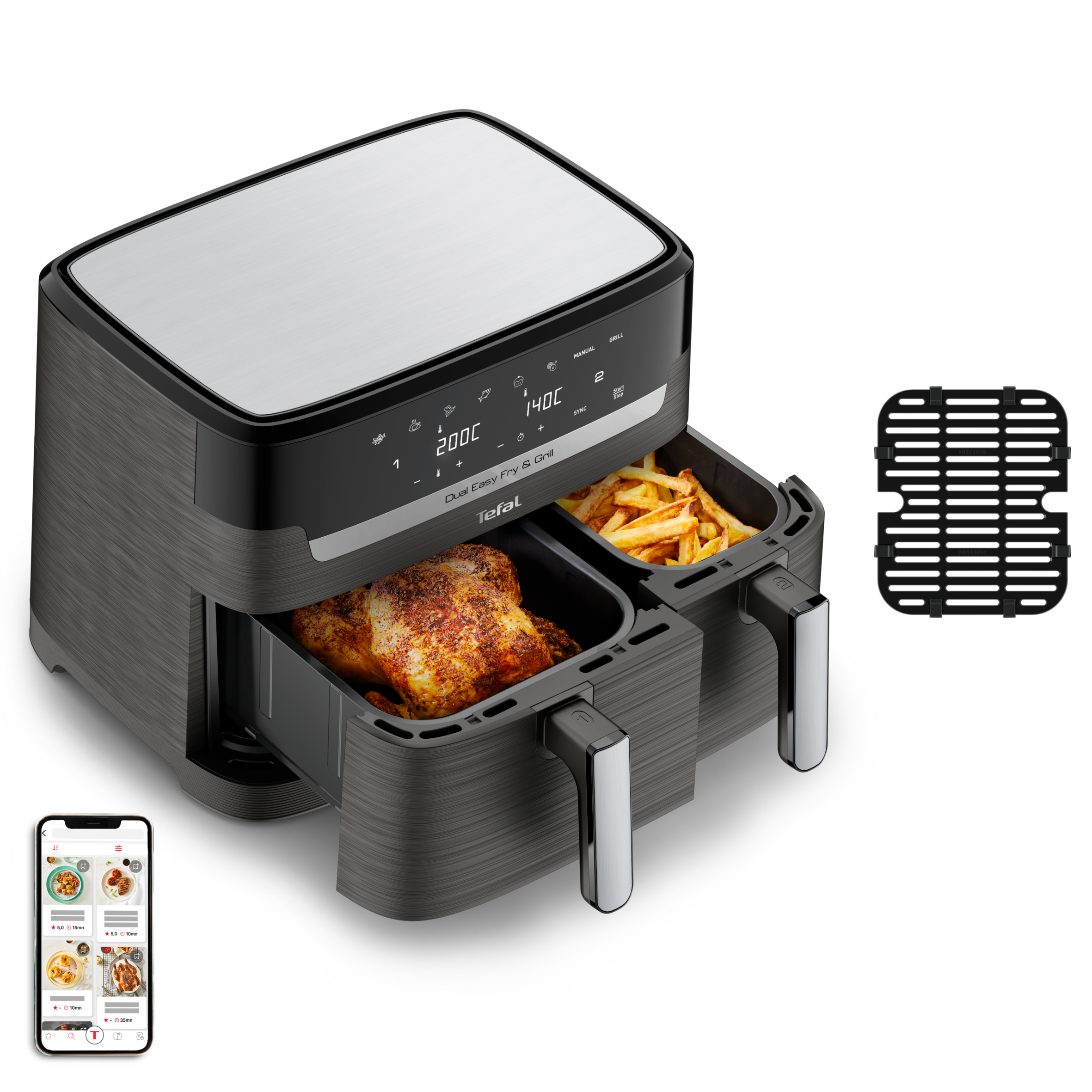 Dual Easy Fry & Grill Air fryer 8.3 L / 2.2kg Coal Grey