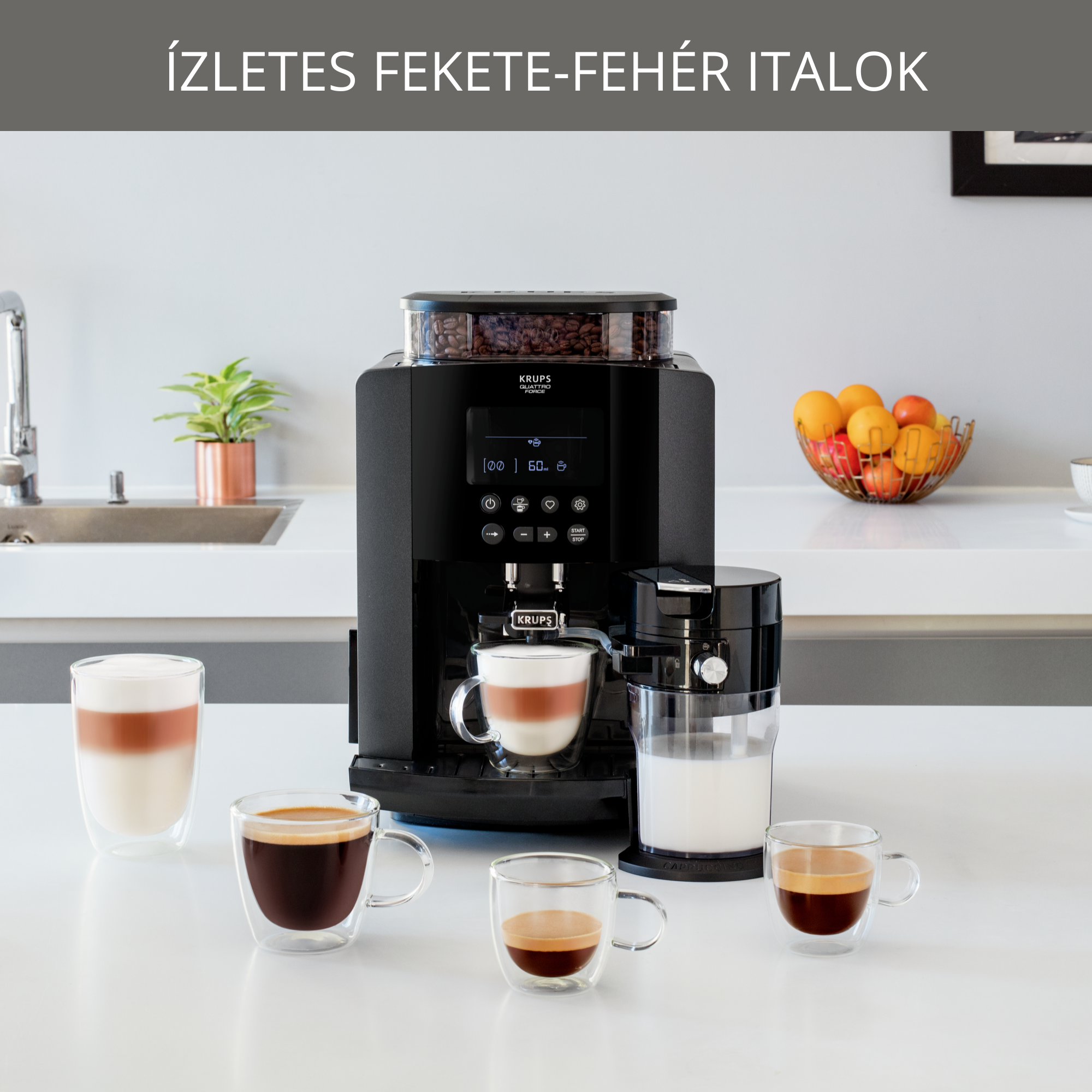 Automata kávéfőzők KRUPS Arabica Latte EA819N10 Fekete