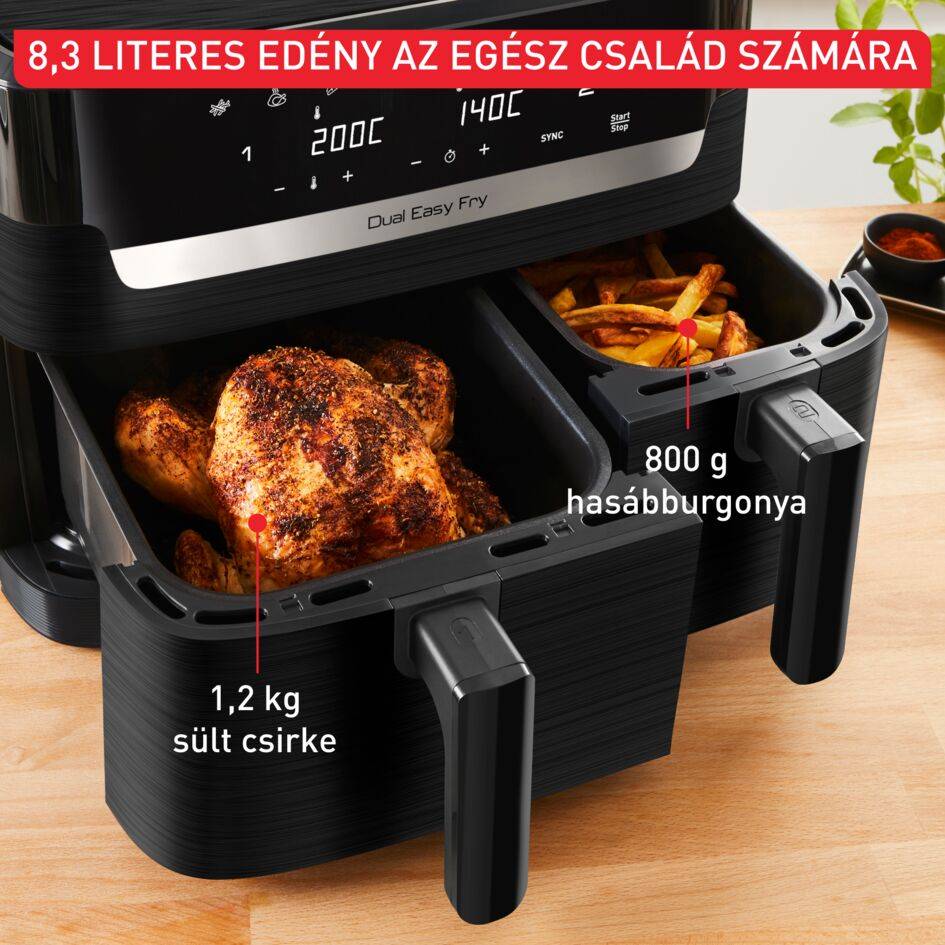 EY901N10 Easy Fry Dual Essential légkeveréses fritőz Tefal 8,3L