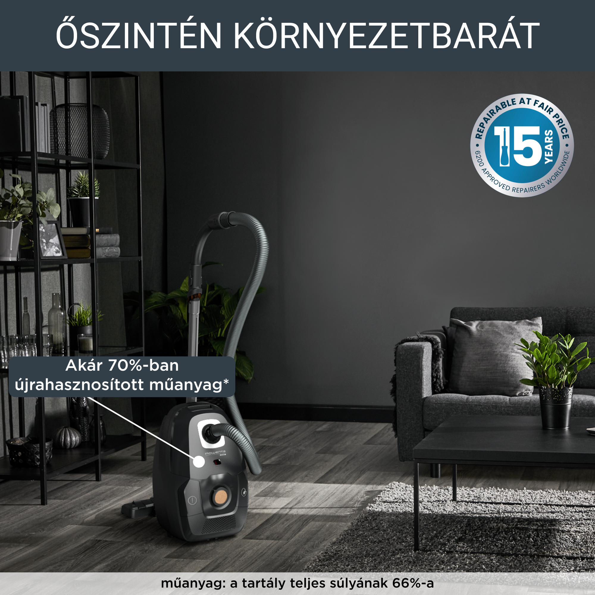 Porzsákos porszívó Green Force Effitech ECO 64dB Total Clean RO6189EA