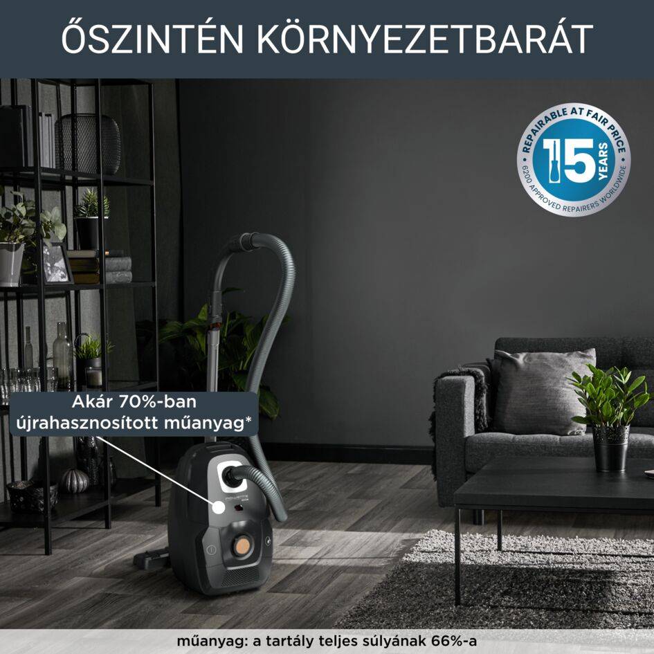 Porzsákos porszívó Green Force Effitech ECO 64dB Total Clean RO6189EA