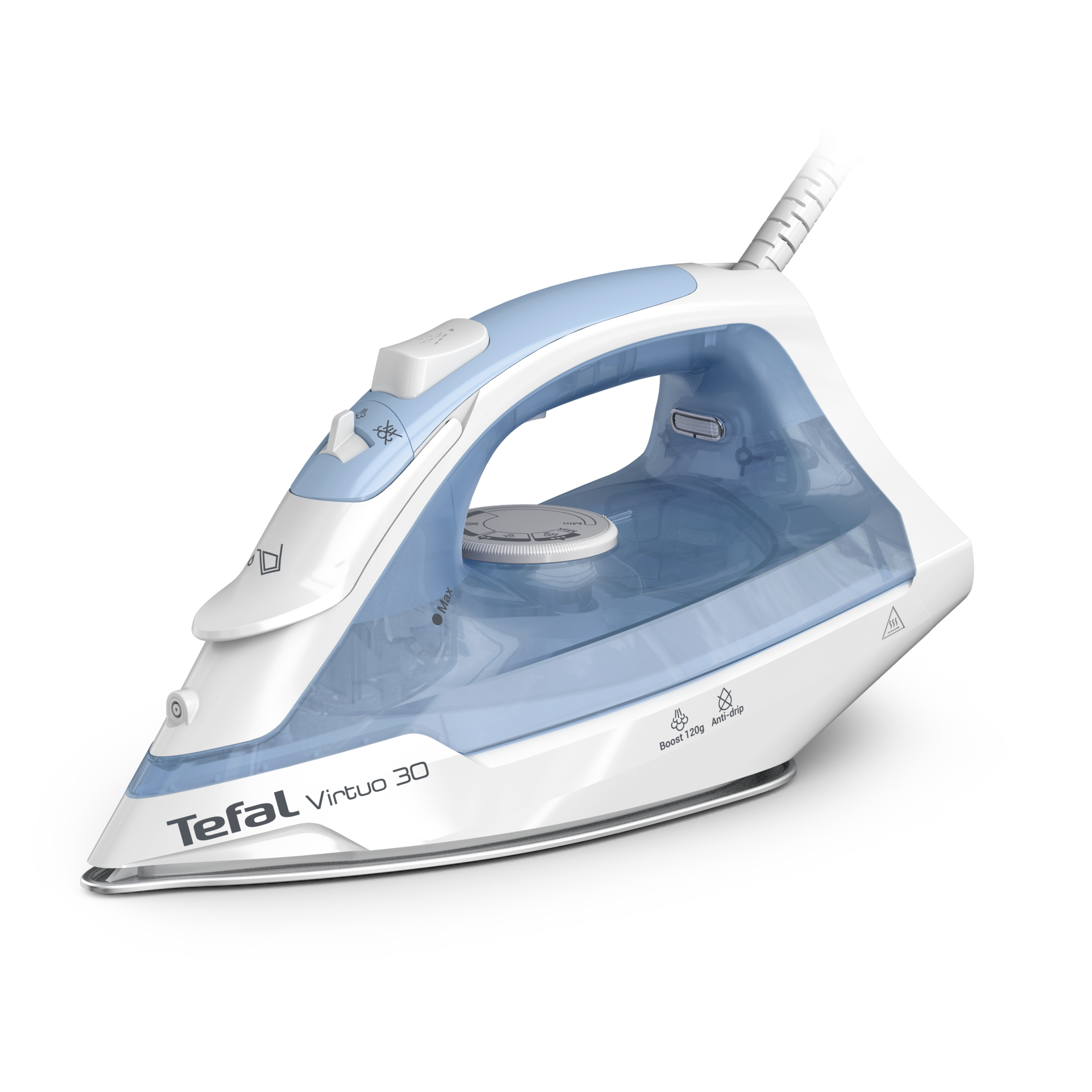 Tefal Virtuo 30 gőzölős vasaló, világoskék, FV2C41