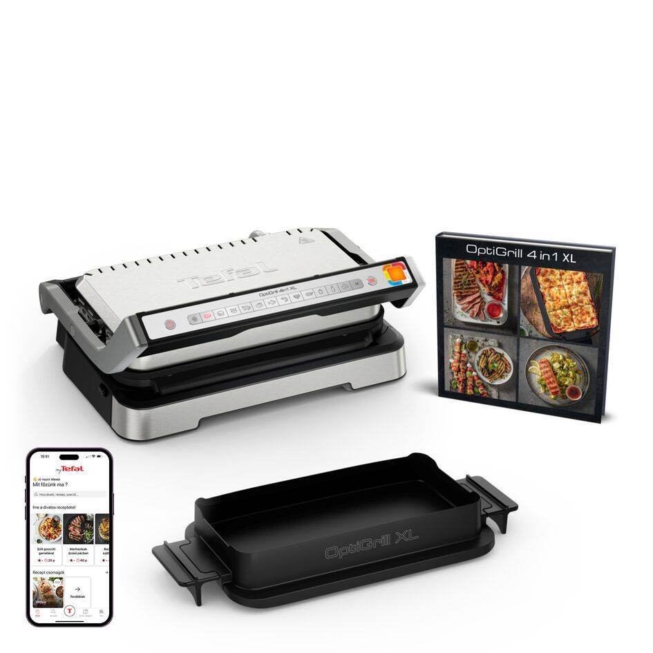 XL méretű okos elektromos grillsütő Tefal OptiGrill 4 az 1-ben GC784D30