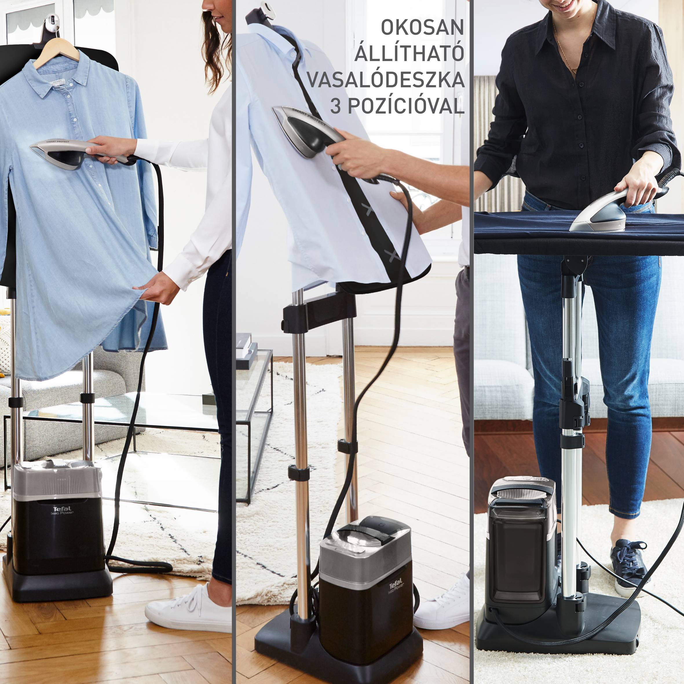 Ruhagőzölő Tefal Ixeo Power QT2028F0 Fekete