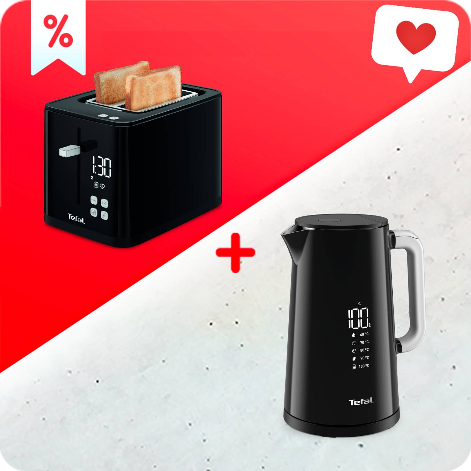 Reggeliző készlet Tefal Digital kenyérpirító és vízforraló