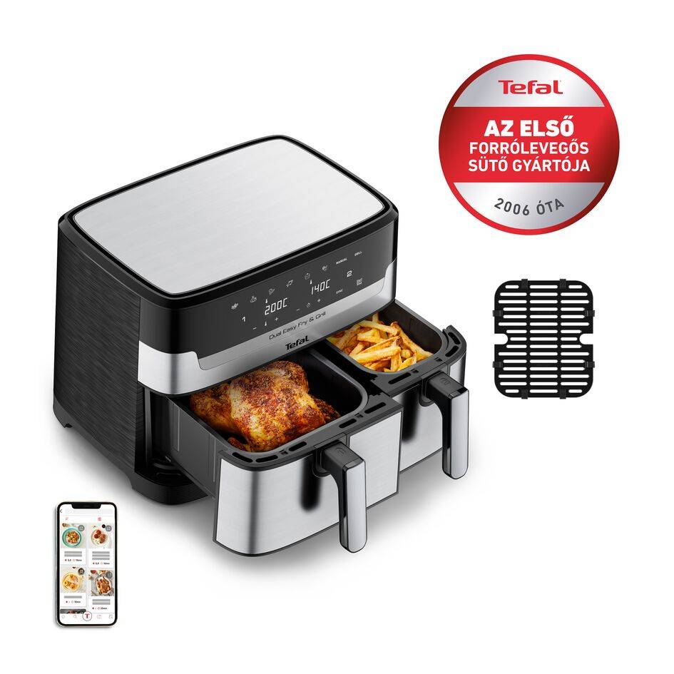 Forrólevegős fritőz Tefal Dual Easy Fry & Grill EY905D10 Rozsdamentes/Fekete
