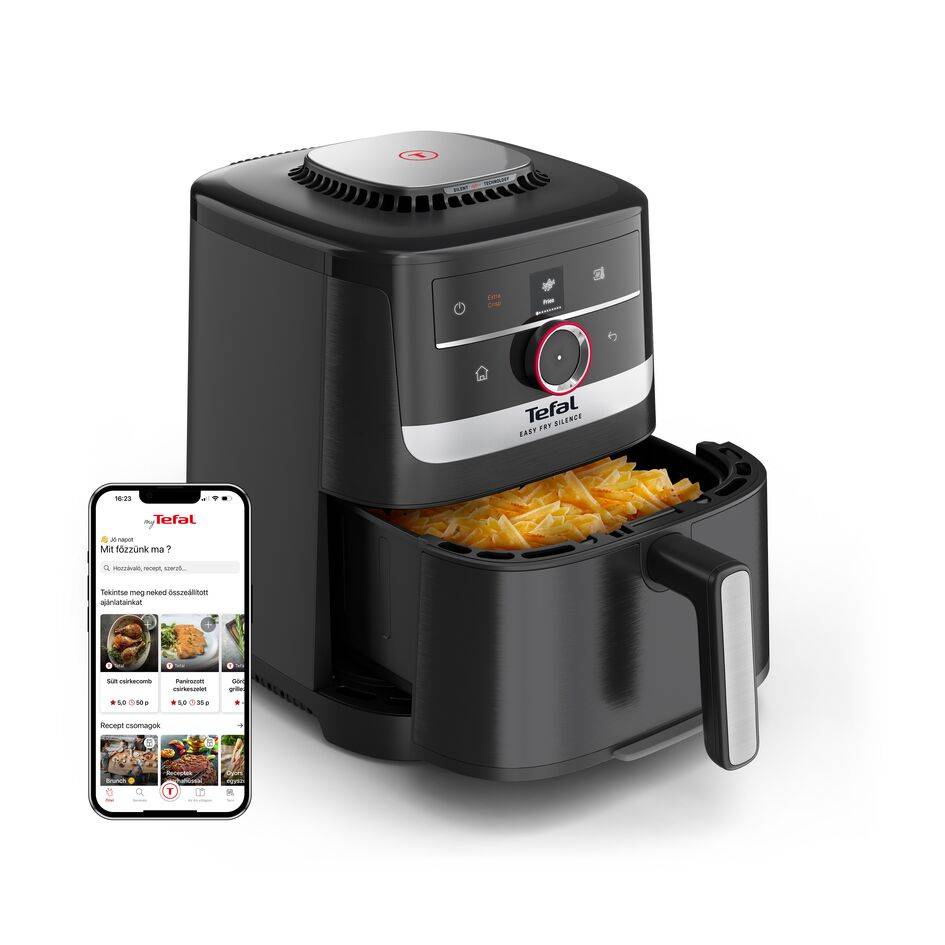 EY5728E1, Tefal Easy Fry Silence Smart csendes forrólevegős fritőz, 5 literes, fekete