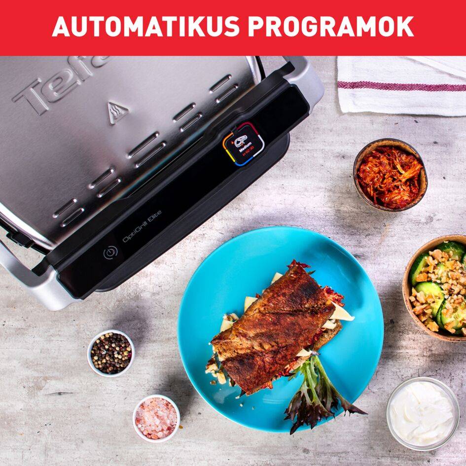 Elektromos grill Tefal OptiGrill Elite GC750D30 Ezüst/Fekete