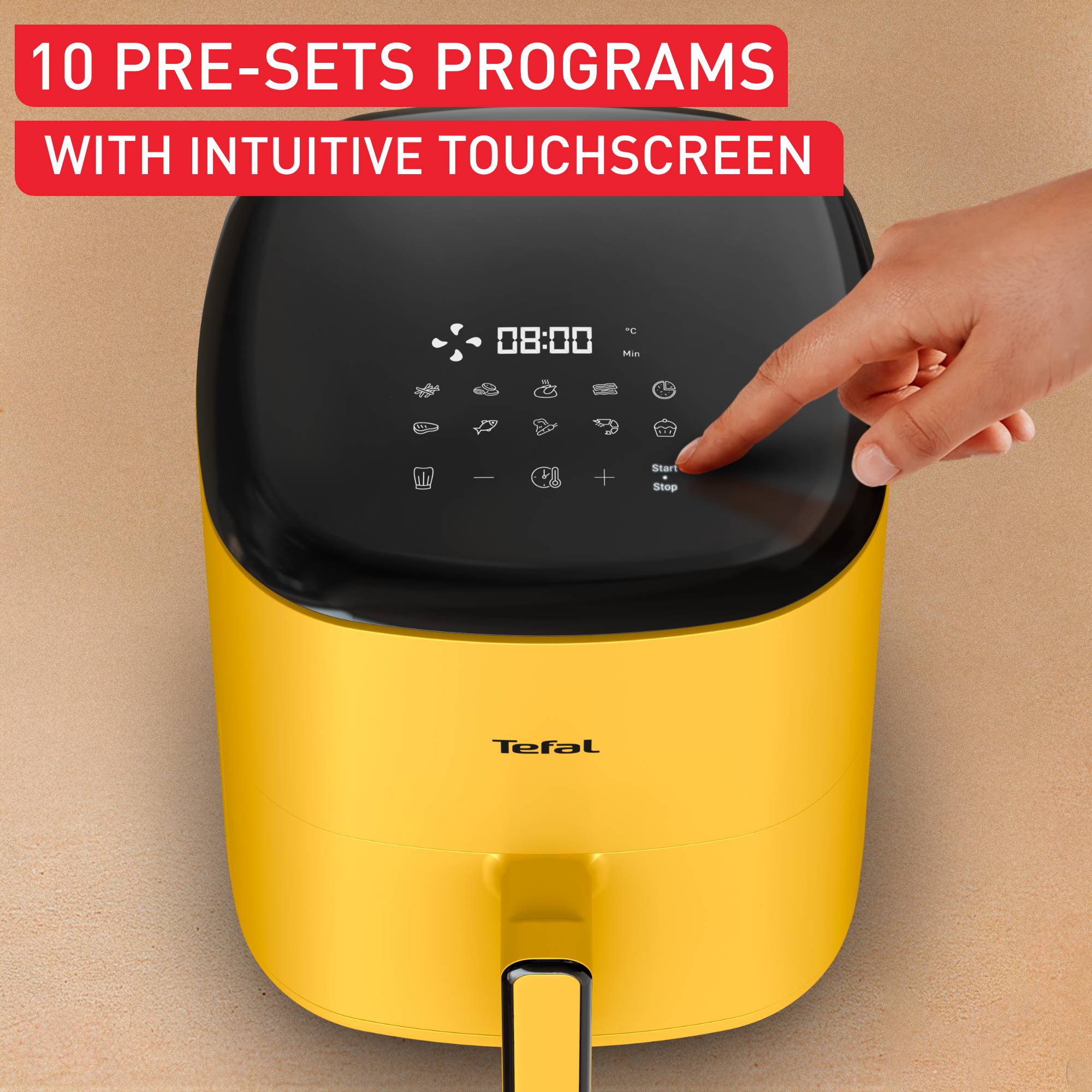 EY2452E0, Easy Fry POP légkeveréses fritőz 5 l, Tefal, sárga