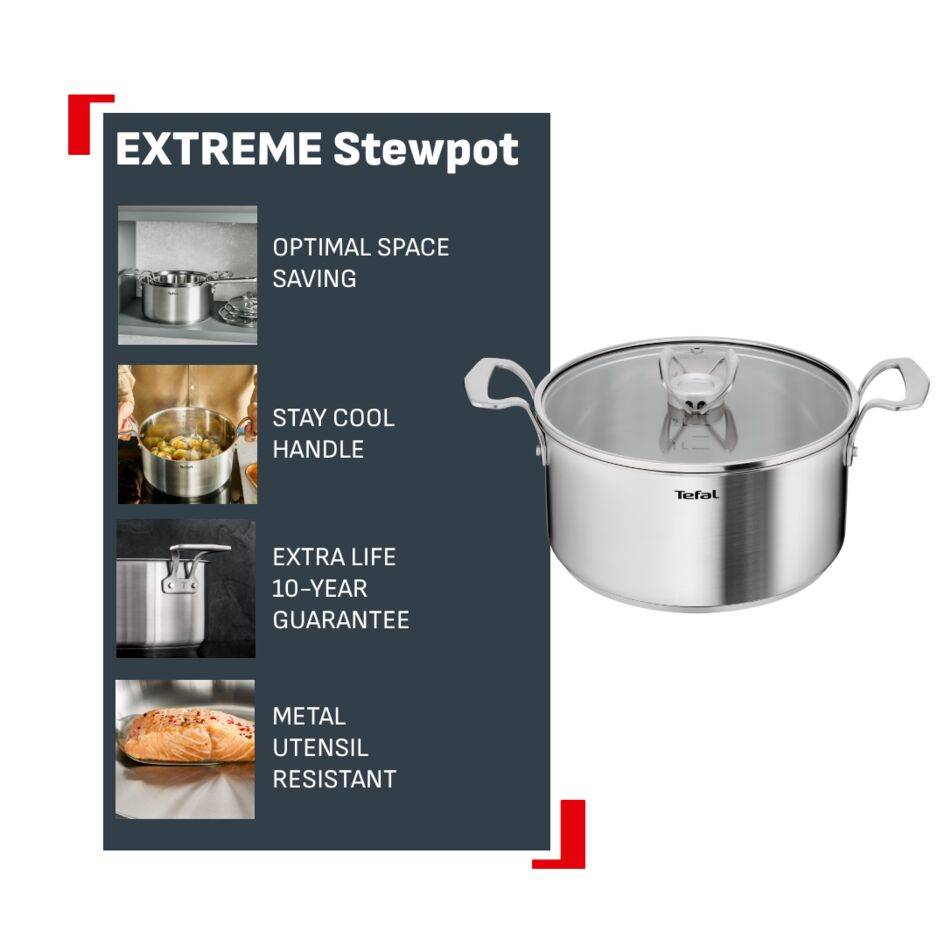 E5294404 Extreme rozsdamentes acél lábas fedővel, Tefal, 20 cm