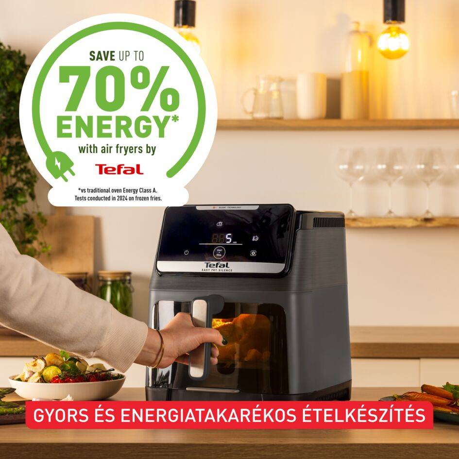 EY846HE0, Tefal Easy Fry Silence, csendes forrólevegős fritőz, 7 literes, sötétszürke
