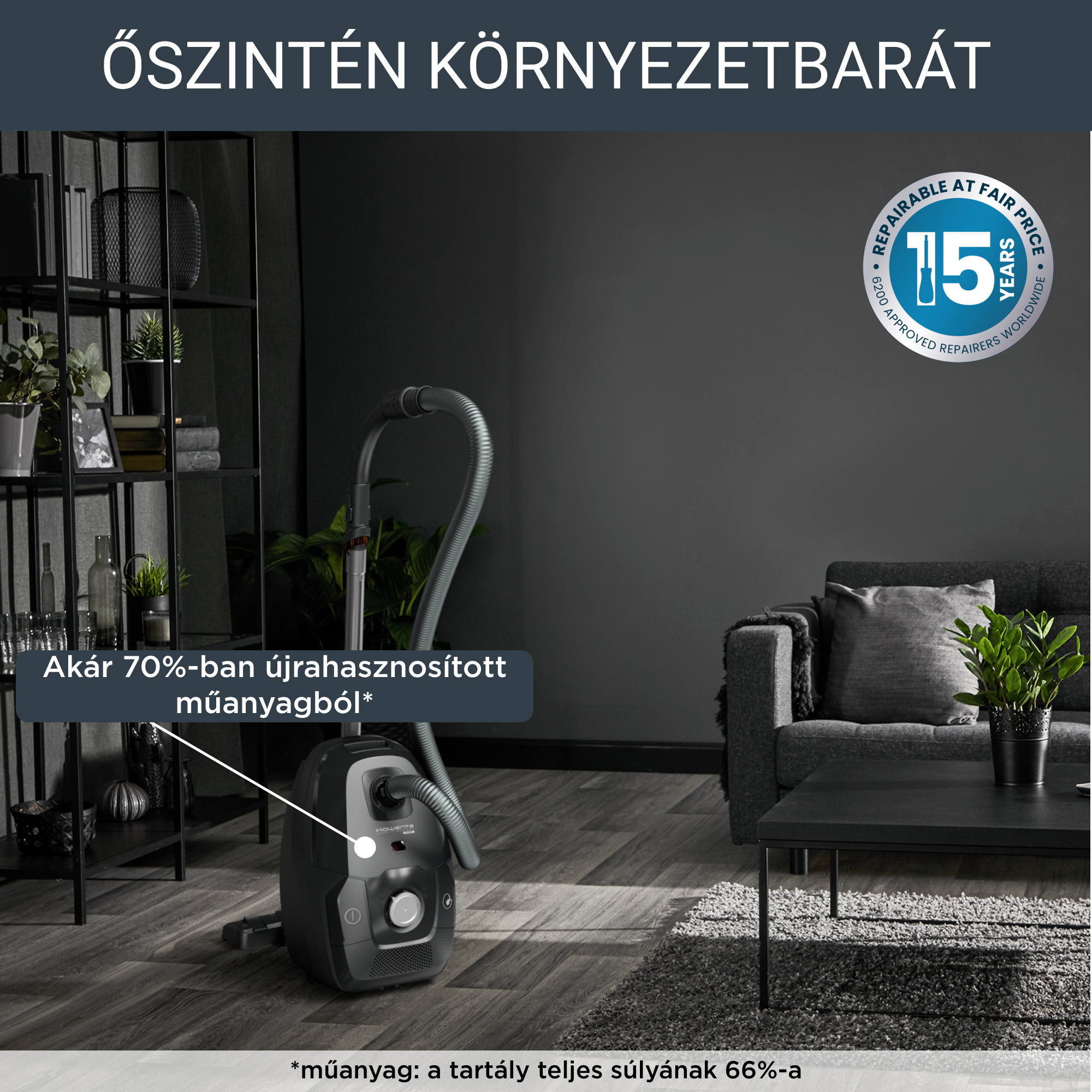 Porzsákos porszívó Green Force Max Silence ECO 900W Classic RO6136EA