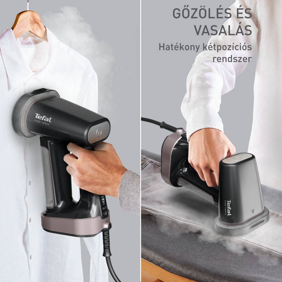 Pure Force ruhagőzölő, 3 az 1-ben gőzölés, vasalás és szöszmentesítés