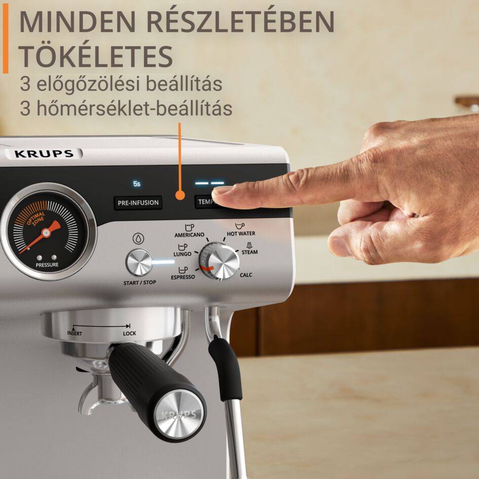 Karos kávégép őrlővel KRUPS Precision XP801T10 Fekete/Rozsdamentes acél