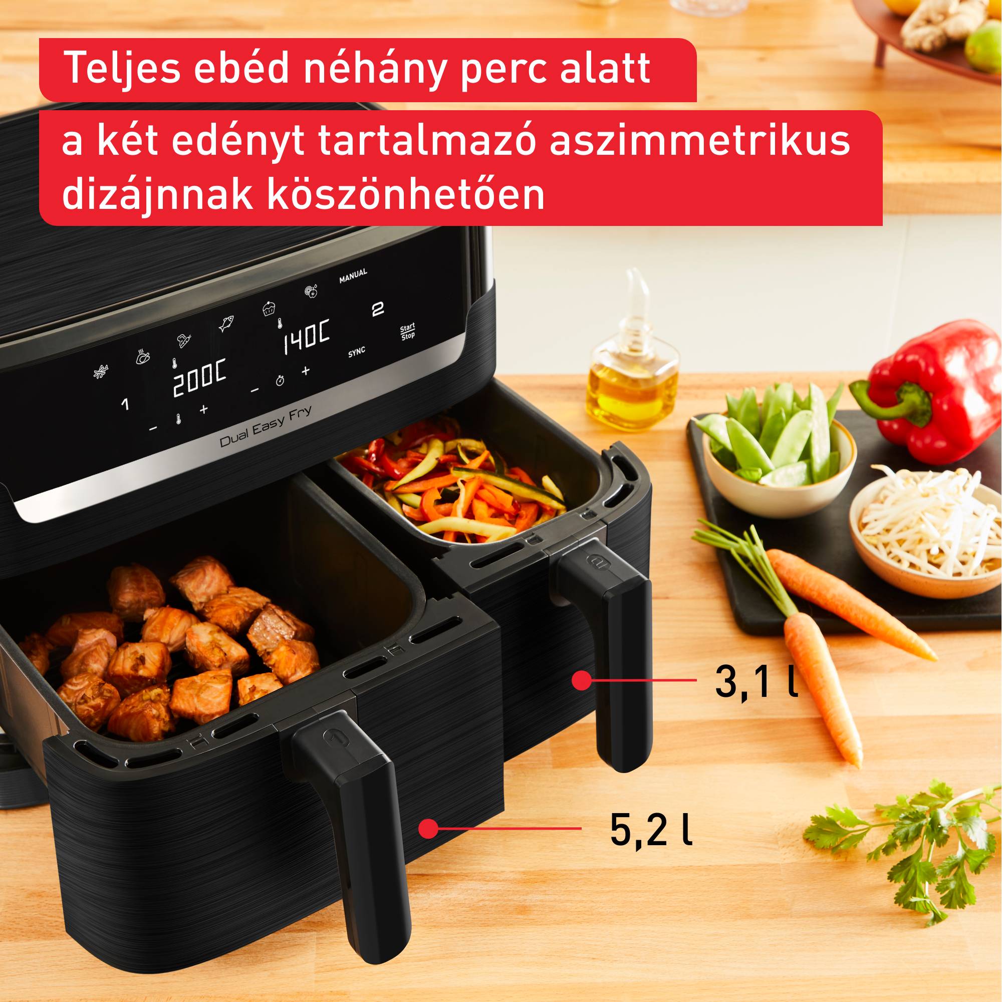 EY901N10 Easy Fry Dual Essential légkeveréses fritőz Tefal 8,3L