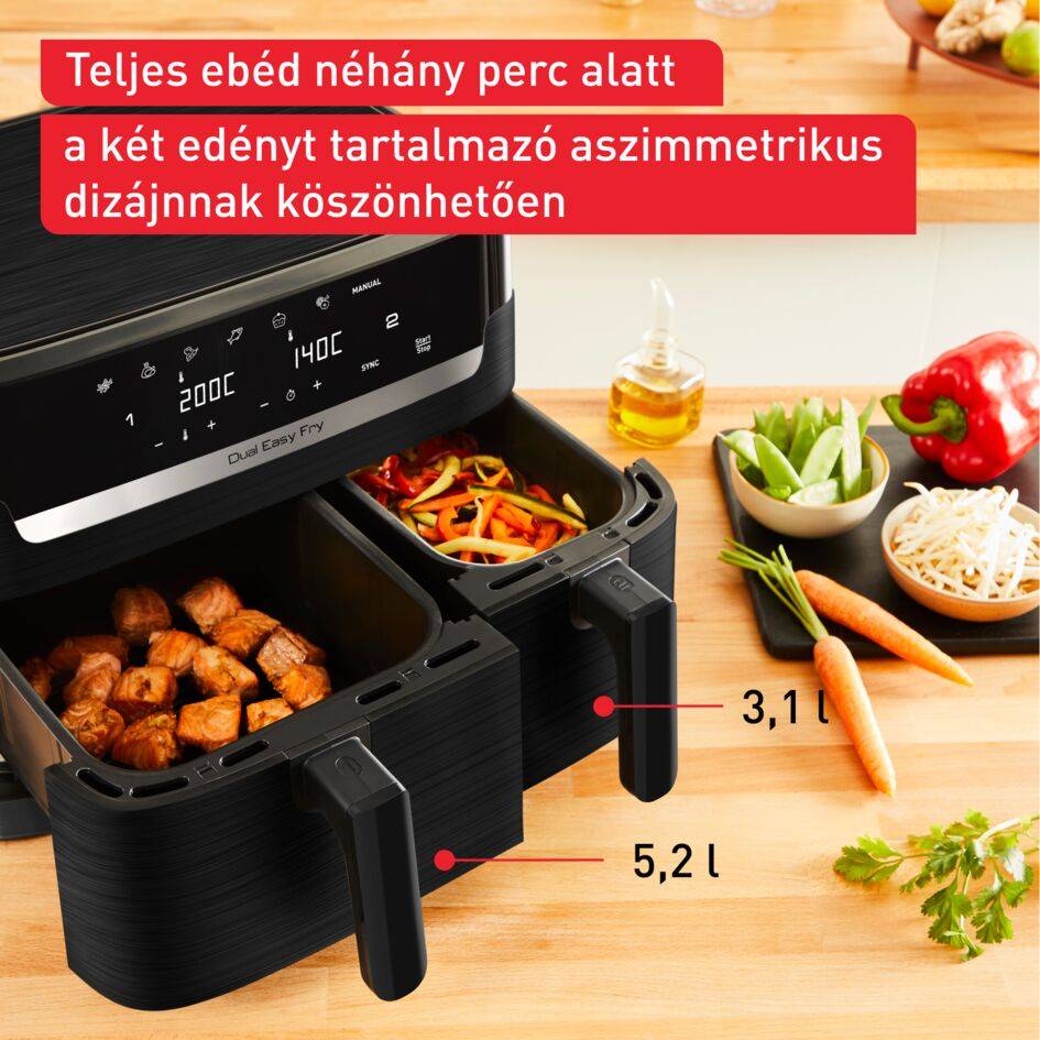 EY901N10 Easy Fry Dual Essential légkeveréses fritőz Tefal 8,3L
