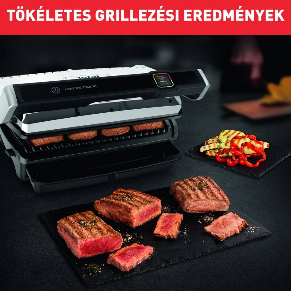 Elektromos grill Tefal OptiGrill Elite XL GC760D30 Ezüst/Fekete