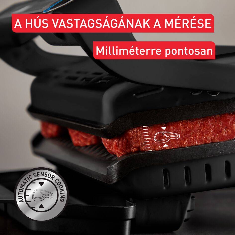 OptiGrill+, intelligens elektromos kontaktgrill a tökéletes eredményekért, nincs szükség a grillezés felügyeletére, 6&nbsp;automatikus program