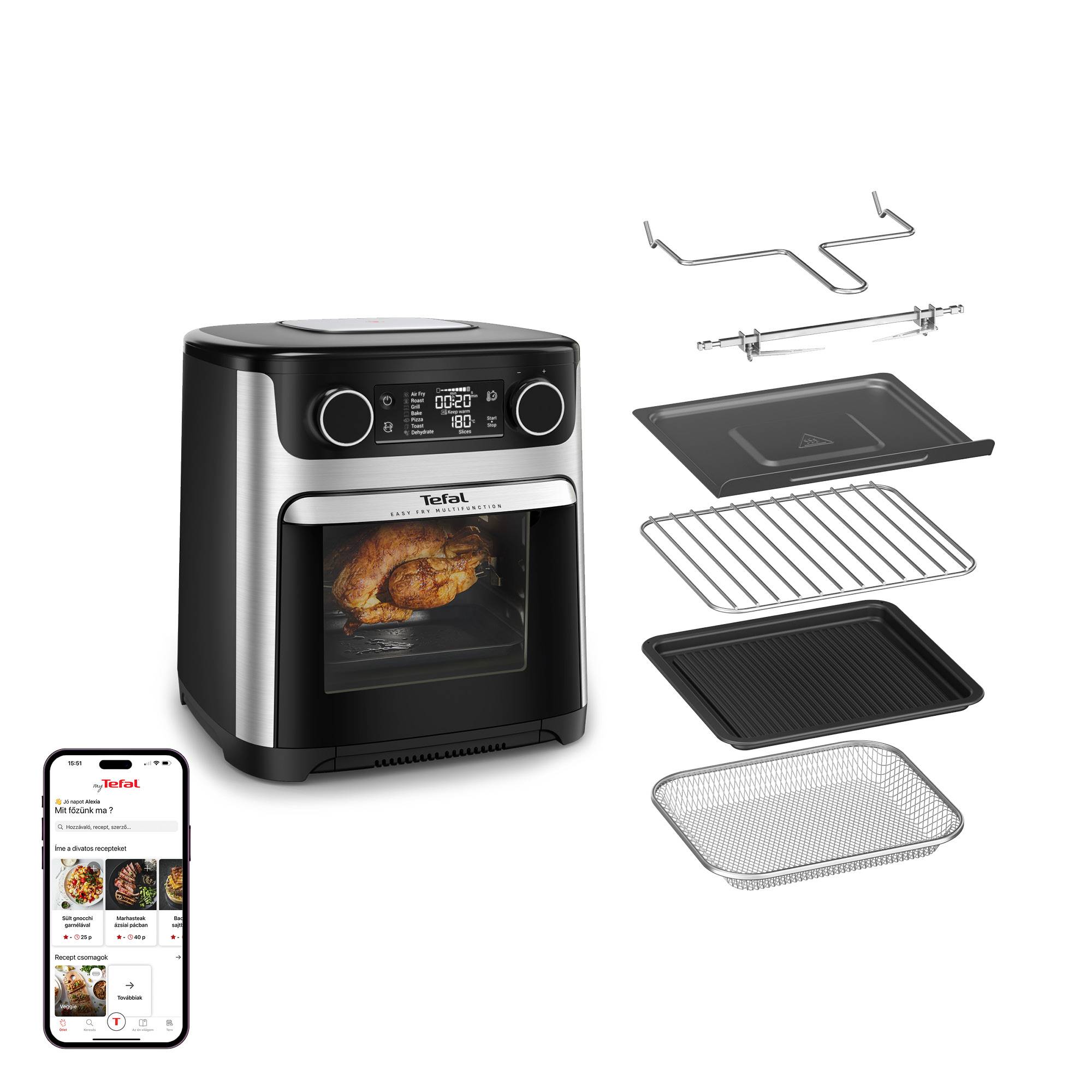 Légkeveréses fritőz Tefal Easy Fry Multifunction 15L FW556DE0 Fekete