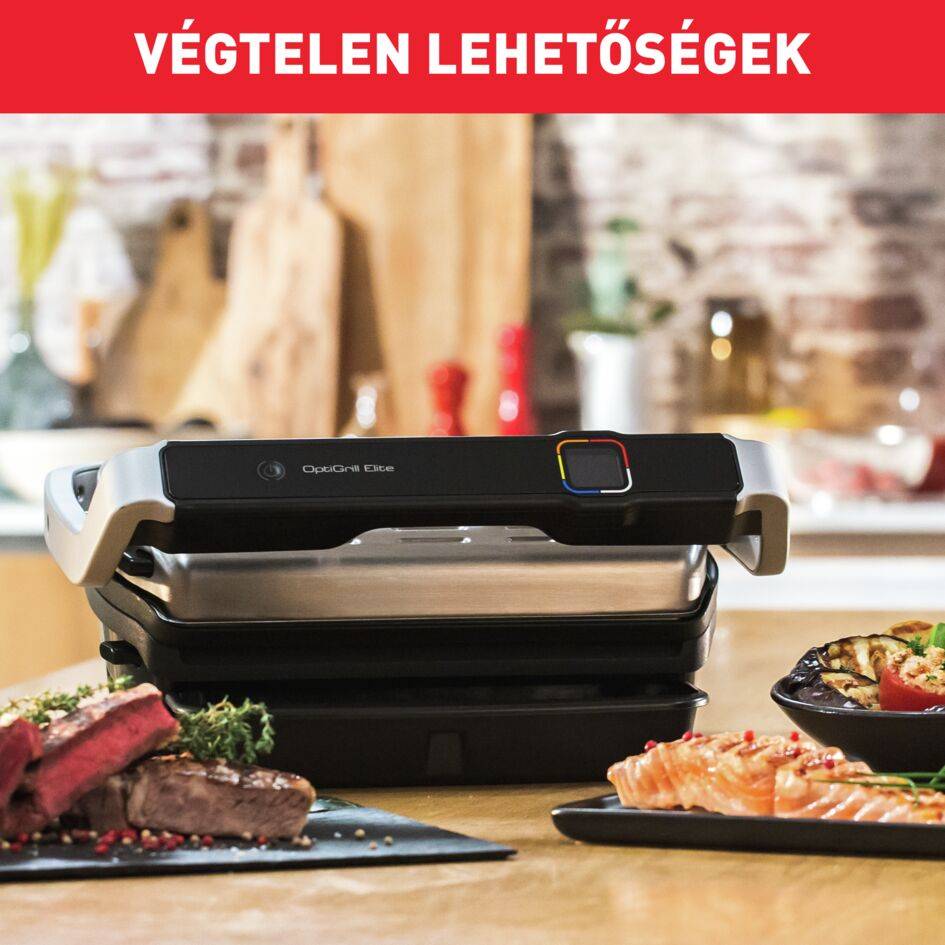 Elektromos grill Tefal OptiGrill Elite GC750D30 Ezüst/Fekete